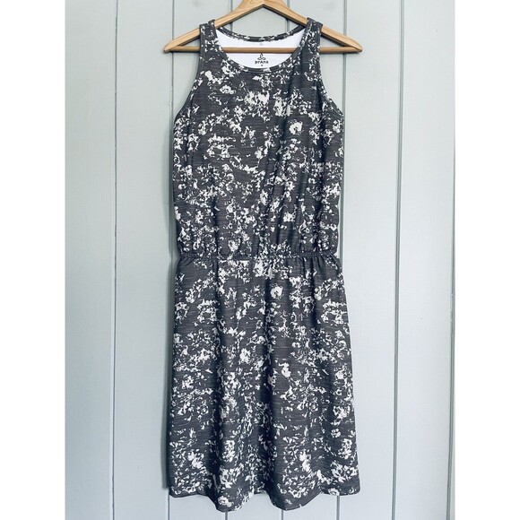 Prana Mandoline Dress M Medium Stretch Elastic Waist Floral Racerback Green - Picture 1 of 5